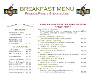 View Freddie Paul's Breakfast Menu